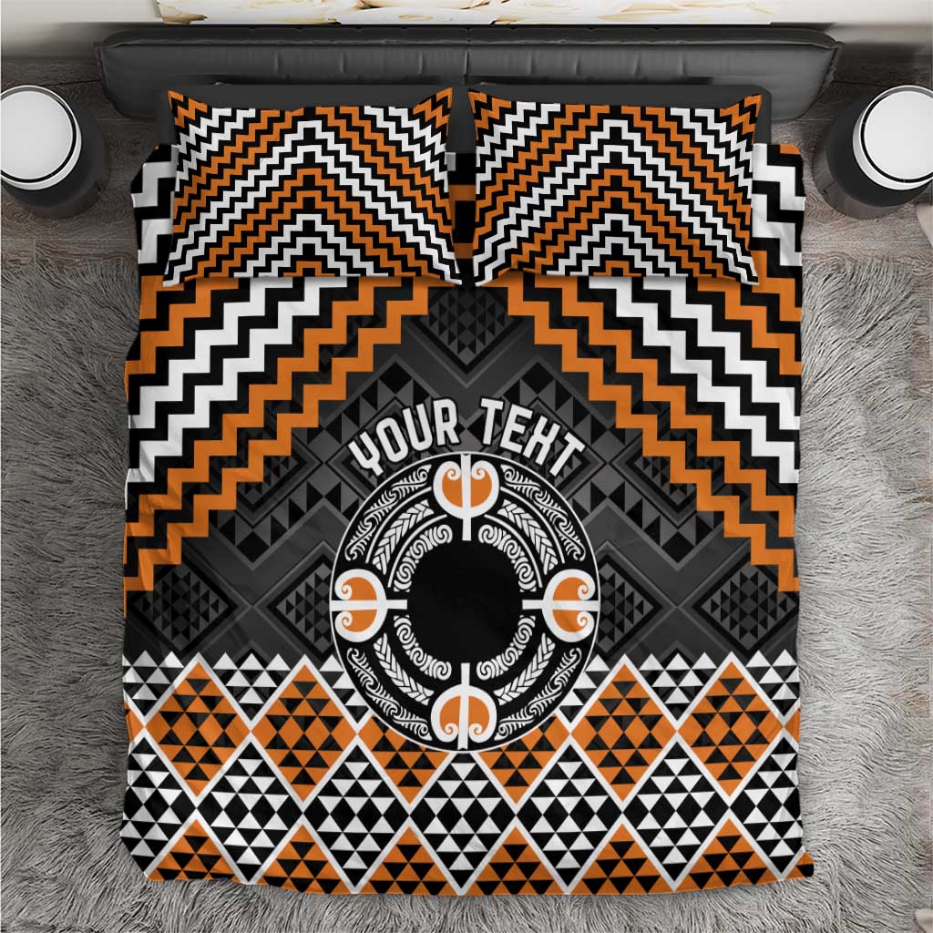 Personalised Aotearoa Niho Taniwha Motif Bedding Set Gold Style