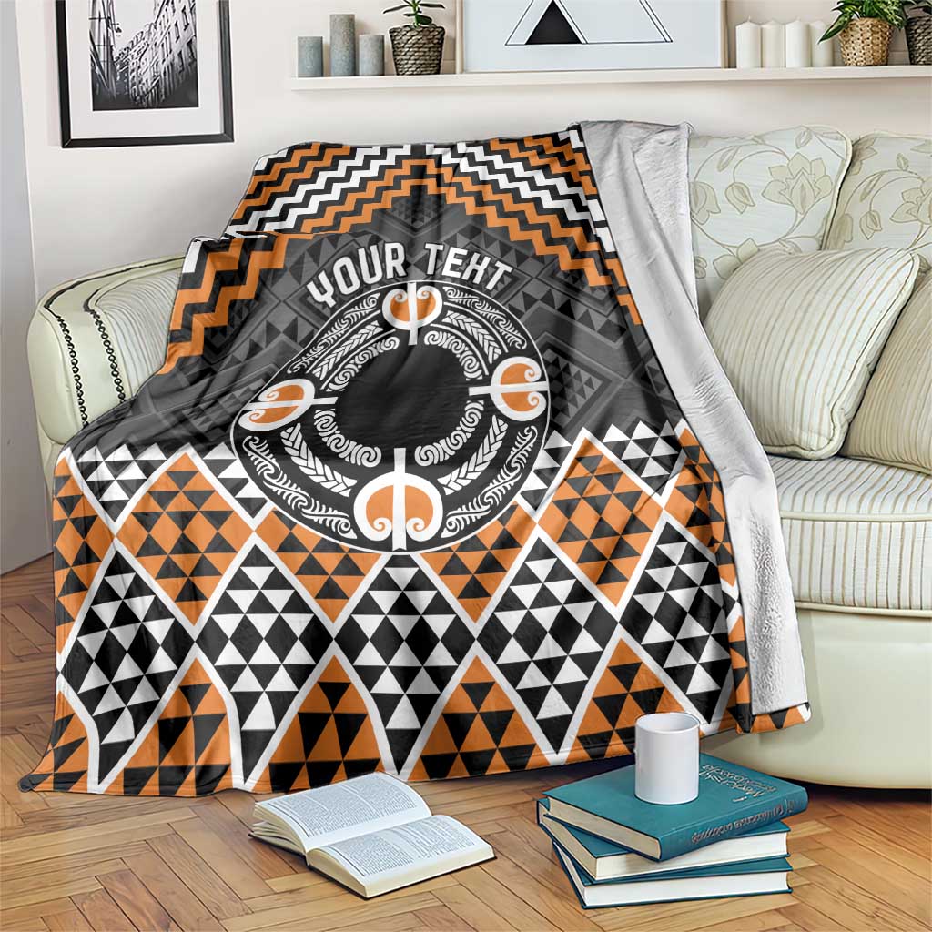 Personalised Aotearoa Niho Taniwha Motif Blanket Gold Style LT9 Gold - Polynesian Pride