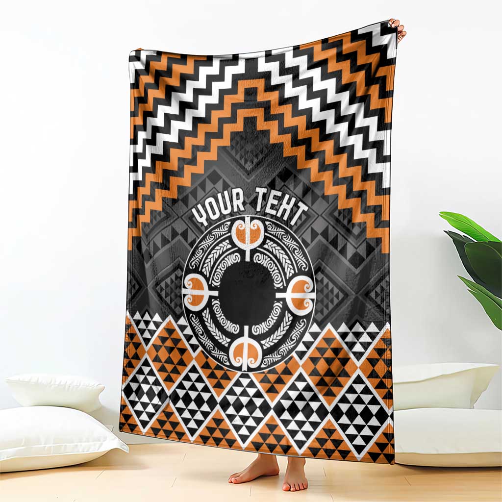 Personalised Aotearoa Niho Taniwha Motif Blanket Gold Style LT9 - Polynesian Pride
