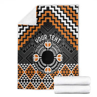 Personalised Aotearoa Niho Taniwha Motif Blanket Gold Style LT9 - Polynesian Pride