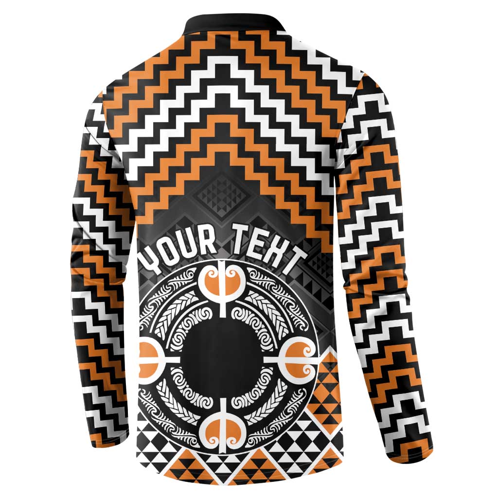 Personalised Aotearoa Niho Taniwha Motif Button Sweatshirt Gold Style LT9 - Polynesian Pride