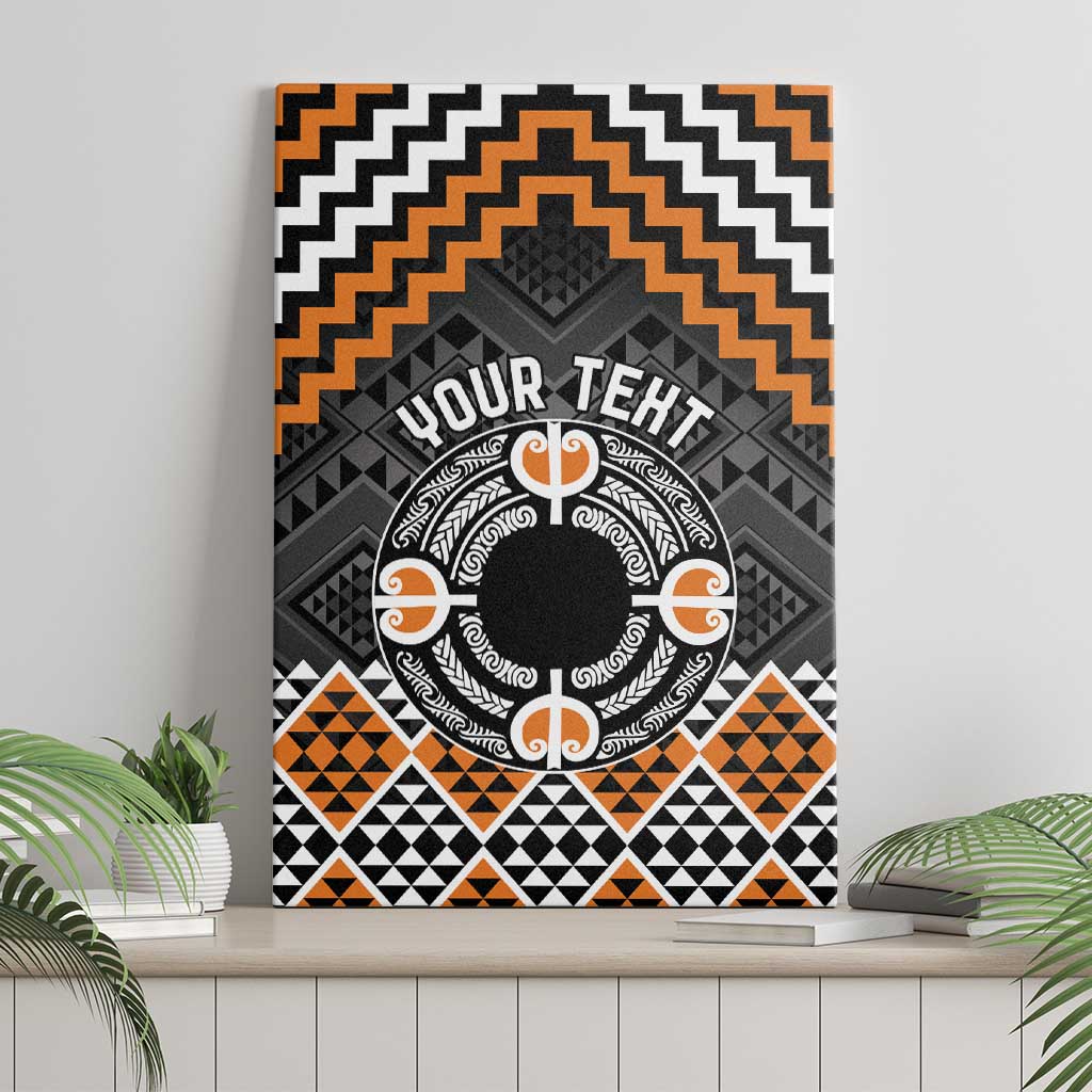 Personalised Aotearoa Niho Taniwha Motif Canvas Wall Art Gold Style LT9 - Polynesian Pride