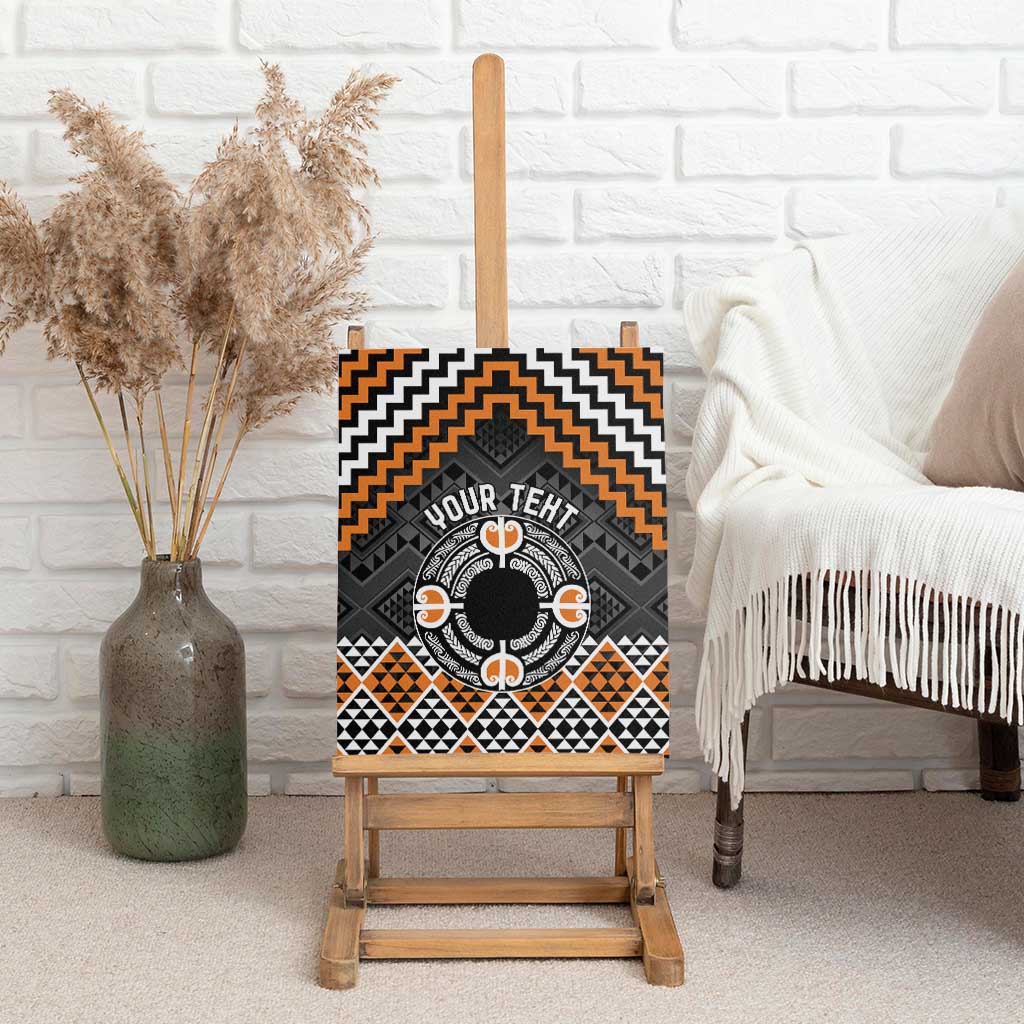 Personalised Aotearoa Niho Taniwha Motif Canvas Wall Art Gold Style LT9 - Polynesian Pride