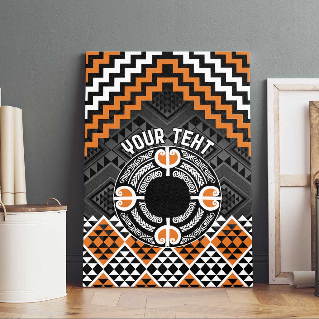 Personalised Aotearoa Niho Taniwha Motif Canvas Wall Art Gold Style LT9 - Polynesian Pride
