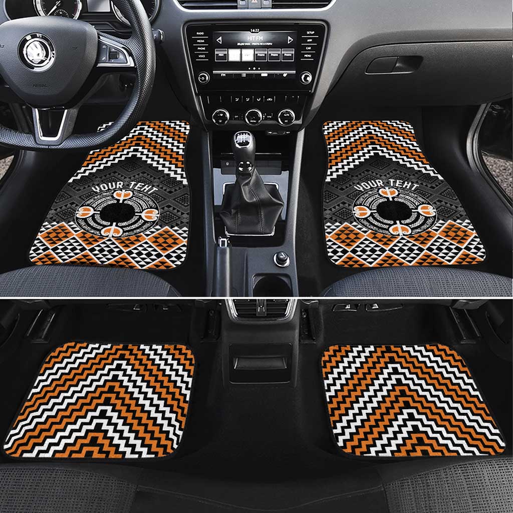 Personalised Aotearoa Niho Taniwha Motif Car Mats Gold Style LT9 Set 4pcs Gold - Polynesian Pride