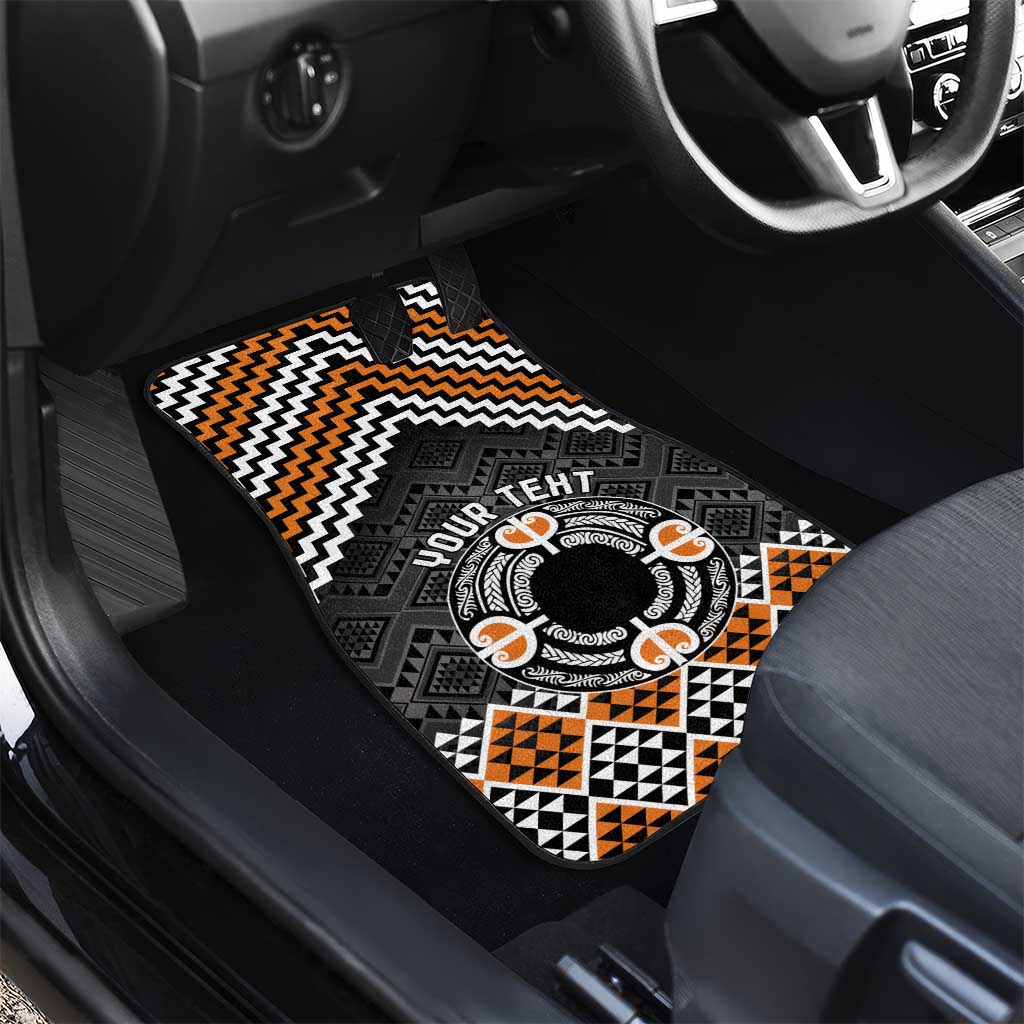 Personalised Aotearoa Niho Taniwha Motif Car Mats Gold Style LT9 - Polynesian Pride