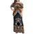 Personalised Aotearoa Niho Taniwha Motif Family Matching Off Shoulder Maxi Dress and Hawaiian Shirt Gold Style