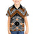 Personalised Aotearoa Niho Taniwha Motif Family Matching Off Shoulder Short Dress and Hawaiian Shirt Gold Style