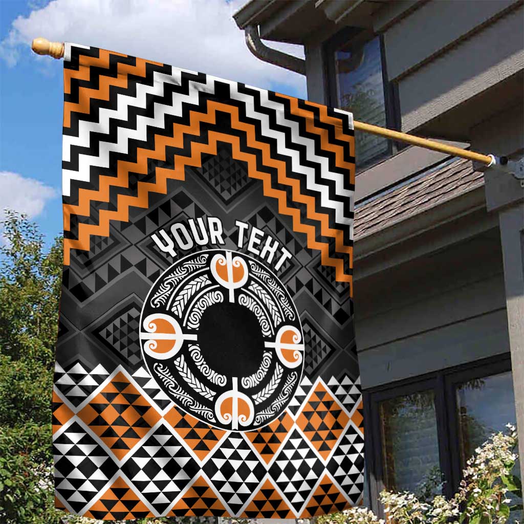 Personalised Aotearoa Niho Taniwha Motif Garden Flag Gold Style LT9 - Polynesian Pride