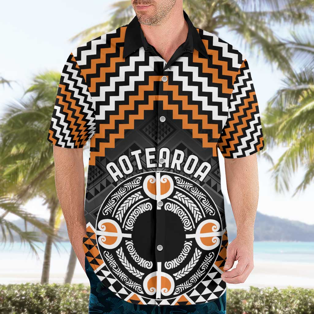 Personalised Aotearoa Niho Taniwha Motif Hawaiian Shirt Gold Style LT9 - Polynesian Pride