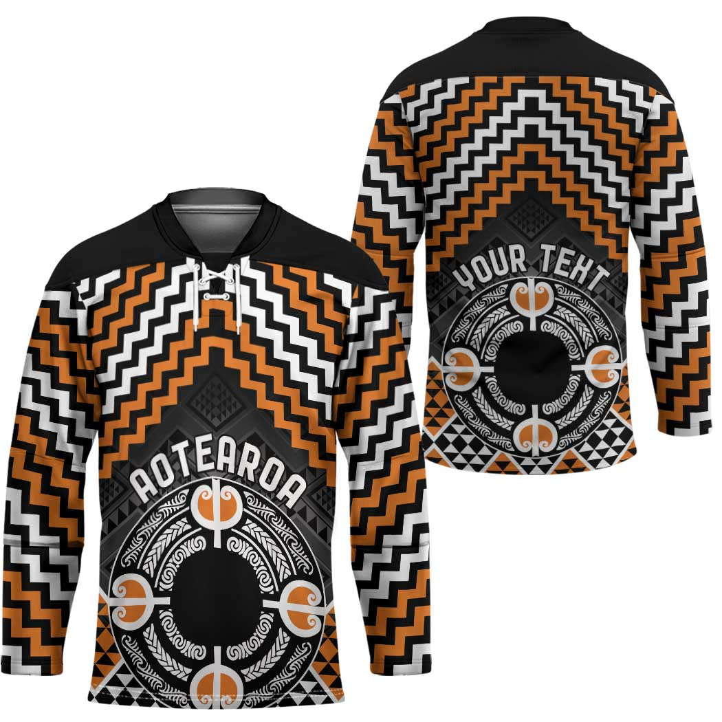 Personalised Aotearoa Niho Taniwha Motif Hockey Jersey Gold Style - Polynesian Pride