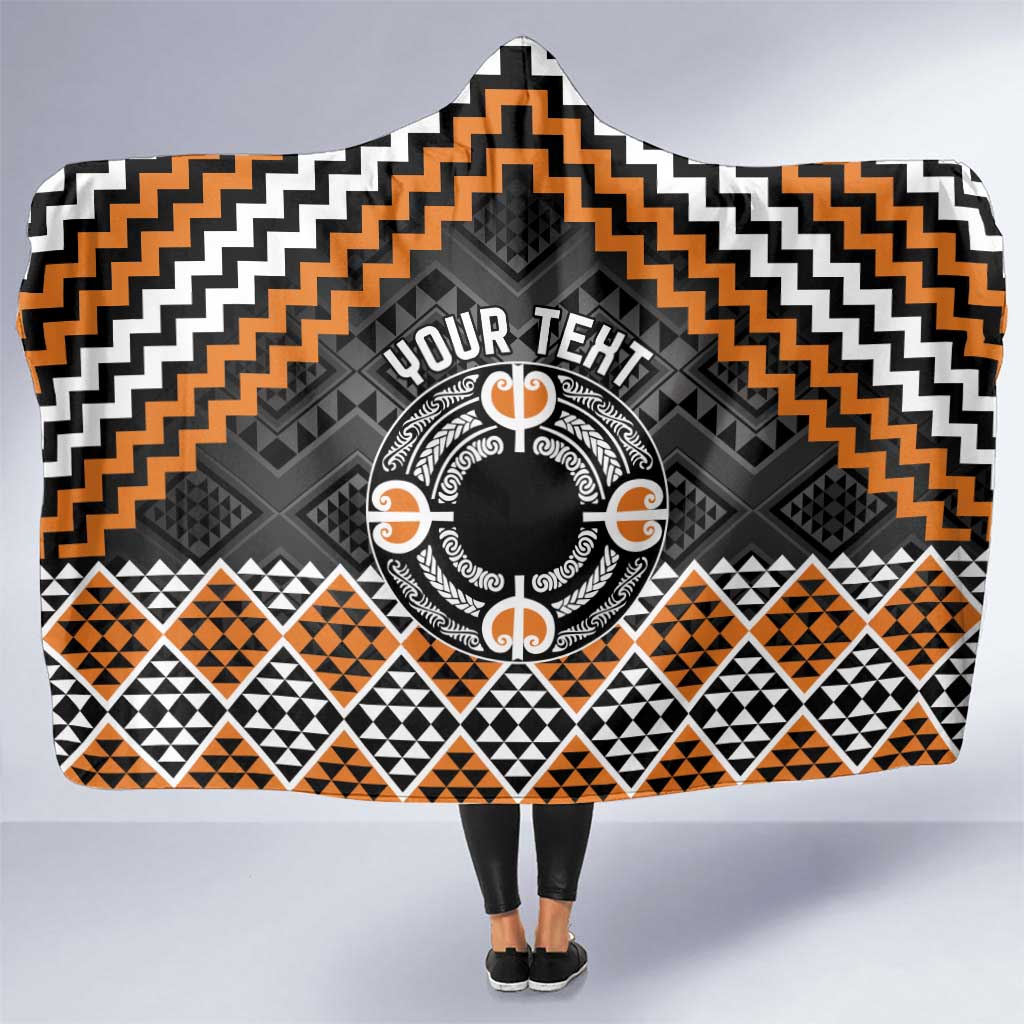 Personalised Aotearoa Niho Taniwha Motif Hooded Blanket Gold Style LT9 One Size Gold - Polynesian Pride