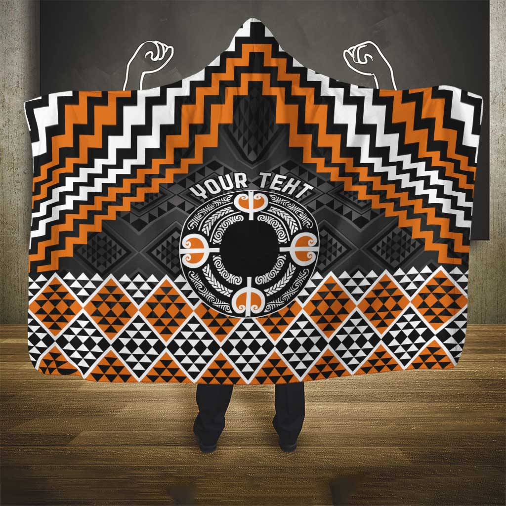 Personalised Aotearoa Niho Taniwha Motif Hooded Blanket Gold Style LT9 - Polynesian Pride