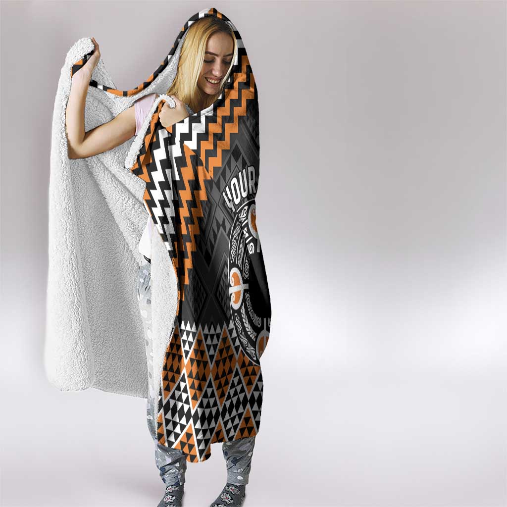 Personalised Aotearoa Niho Taniwha Motif Hooded Blanket Gold Style LT9 - Polynesian Pride