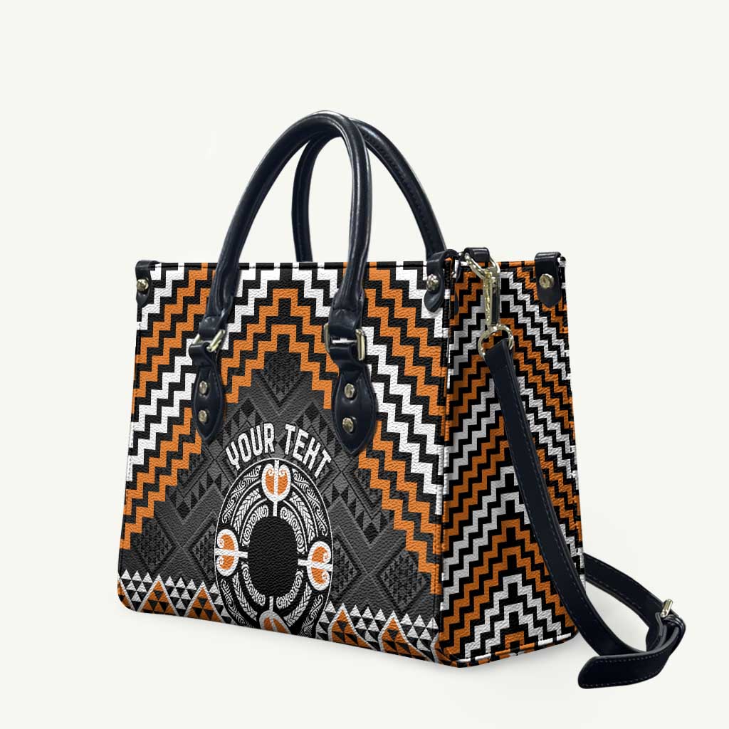 Personalised Aotearoa Niho Taniwha Motif Leather Bag Gold Style - Polynesian Pride