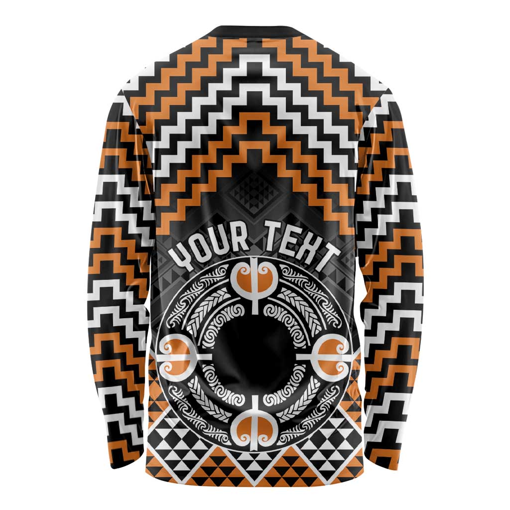 Personalised Aotearoa Niho Taniwha Motif Long Sleeve Shirt Gold Style LT9 - Polynesian Pride
