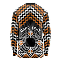 Personalised Aotearoa Niho Taniwha Motif Long Sleeve Shirt Gold Style LT9 - Polynesian Pride