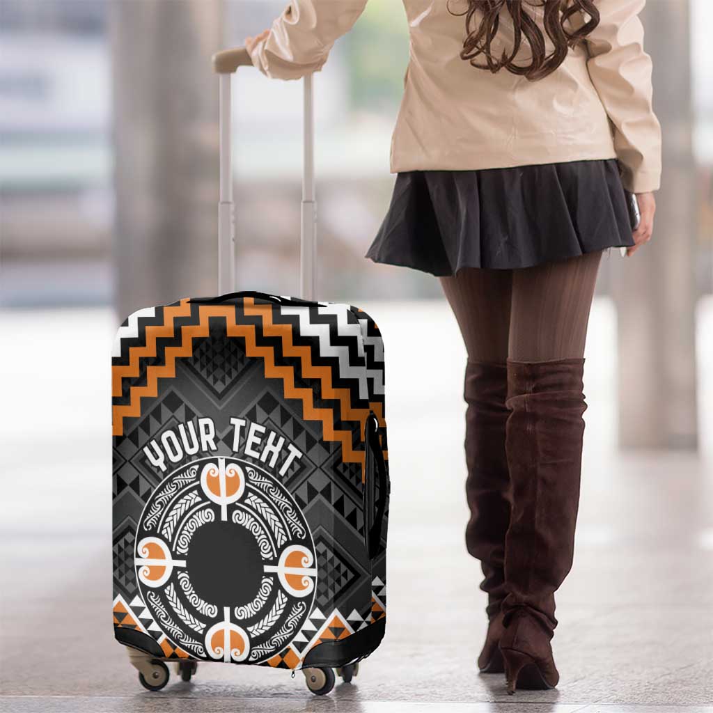 Personalised Aotearoa Niho Taniwha Motif Luggage Cover Gold Style