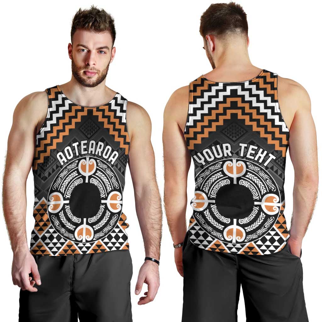 Personalised Aotearoa Niho Taniwha Motif Men Tank Top Gold Style LT9 - Polynesian Pride