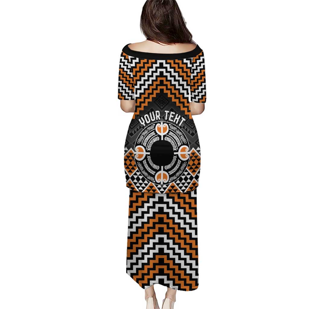 Personalised Aotearoa Niho Taniwha Motif Puletasi Gold Style LT9 - Polynesian Pride