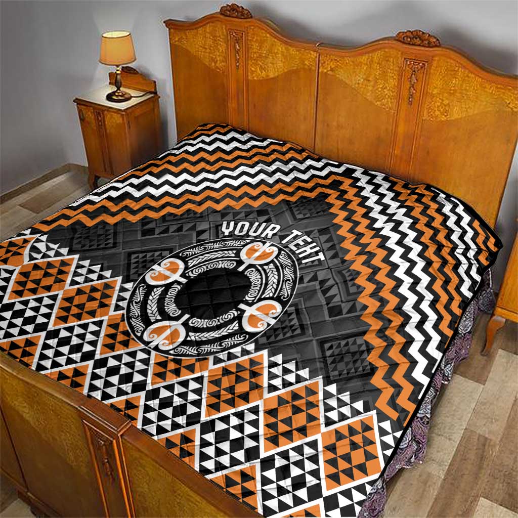 Personalised Aotearoa Niho Taniwha Motif Quilt Gold Style