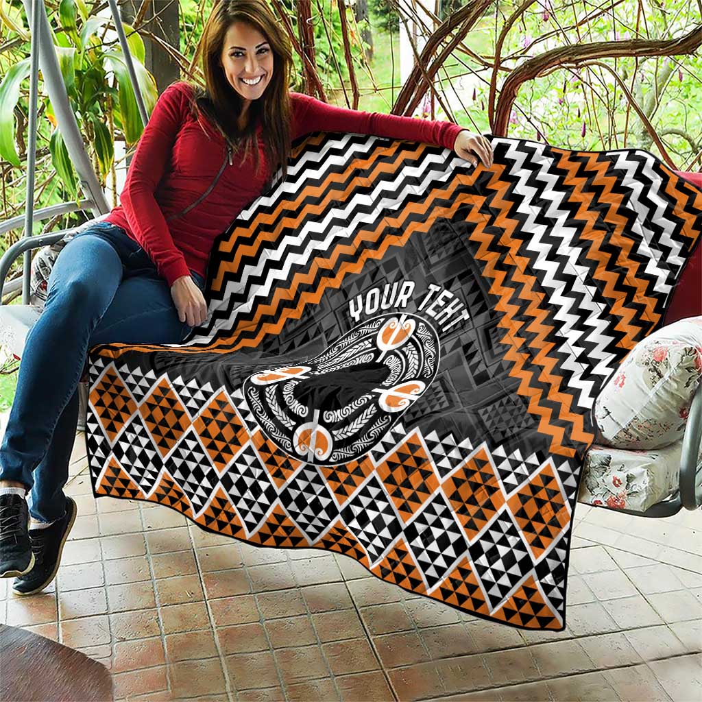 Personalised Aotearoa Niho Taniwha Motif Quilt Gold Style