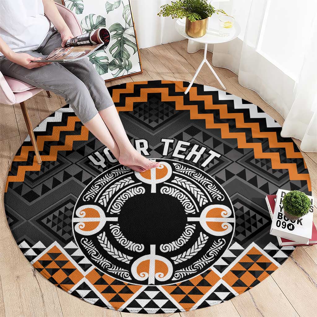 Personalised Aotearoa Niho Taniwha Motif Round Carpet Gold Style