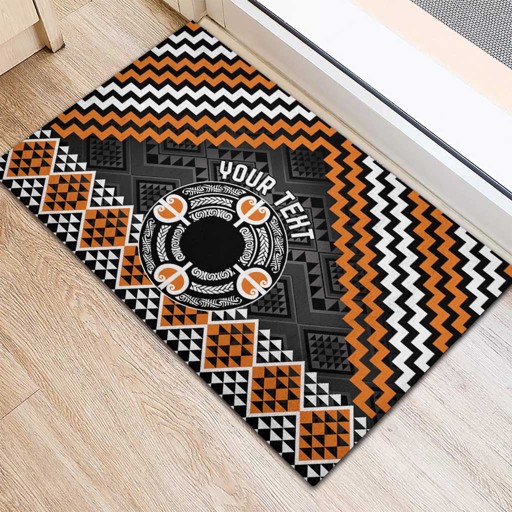 Personalised Aotearoa Niho Taniwha Motif Rubber Doormat Gold Style LT9 - Polynesian Pride