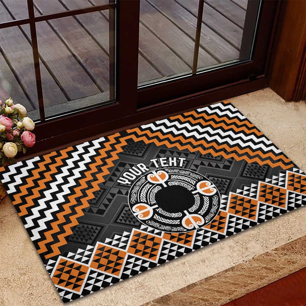 Personalised Aotearoa Niho Taniwha Motif Rubber Doormat Gold Style LT9 - Polynesian Pride