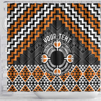 Personalised Aotearoa Niho Taniwha Motif Shower Curtain Gold Style