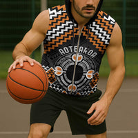 Personalised Aotearoa Niho Taniwha Motif Sleeveless Zip Hoodie Gold Style - Polynesian Pride