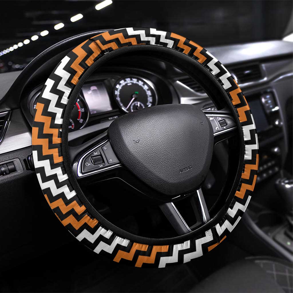 Aotearoa Niho Taniwha Motif Steering Wheel Cover Gold Style LT9 Universal Fit Gold - Polynesian Pride