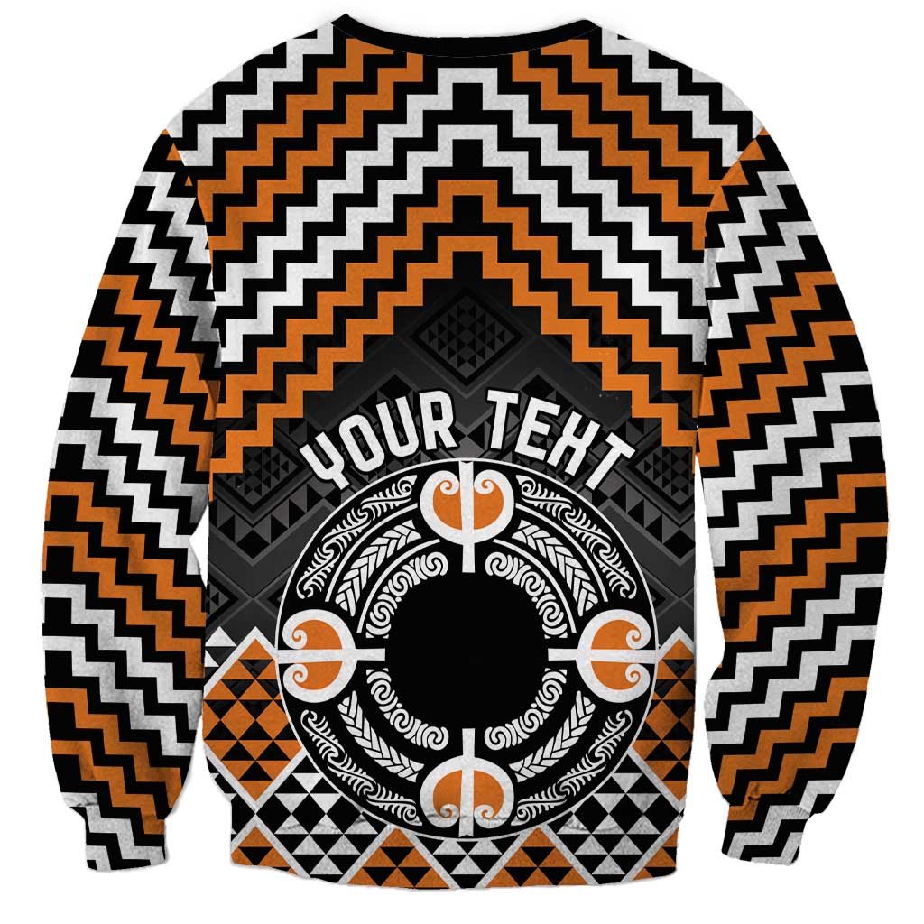 Personalised Aotearoa Niho Taniwha Motif Sweatshirt Gold Style LT9 - Polynesian Pride