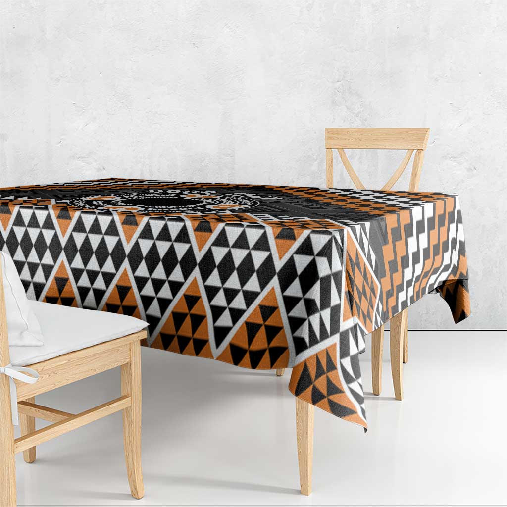 Personalised Aotearoa Niho Taniwha Motif Tablecloth Gold Style LT9 - Polynesian Pride