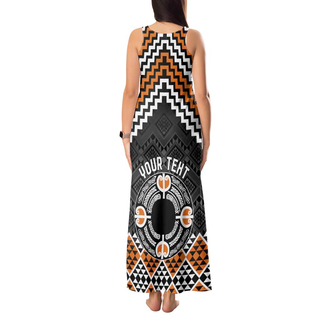 Personalised Aotearoa Niho Taniwha Motif Tank Maxi Dress Gold Style LT9 - Polynesian Pride