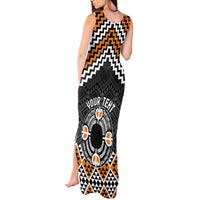 Personalised Aotearoa Niho Taniwha Motif Tank Maxi Dress Gold Style LT9 - Polynesian Pride