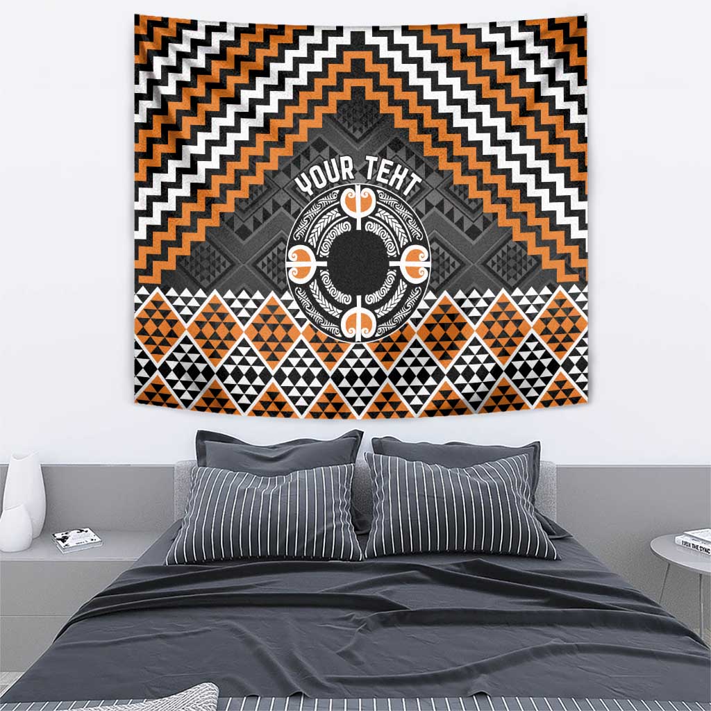 Personalised Aotearoa Niho Taniwha Motif Tapestry Gold Style
