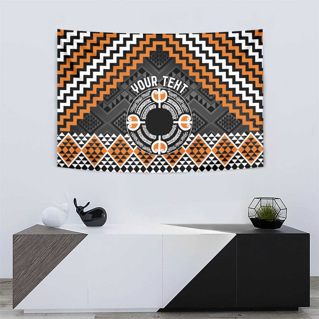 Personalised Aotearoa Niho Taniwha Motif Tapestry Gold Style