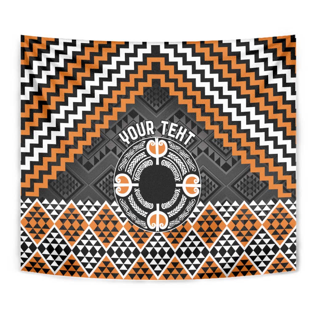 Personalised Aotearoa Niho Taniwha Motif Tapestry Gold Style