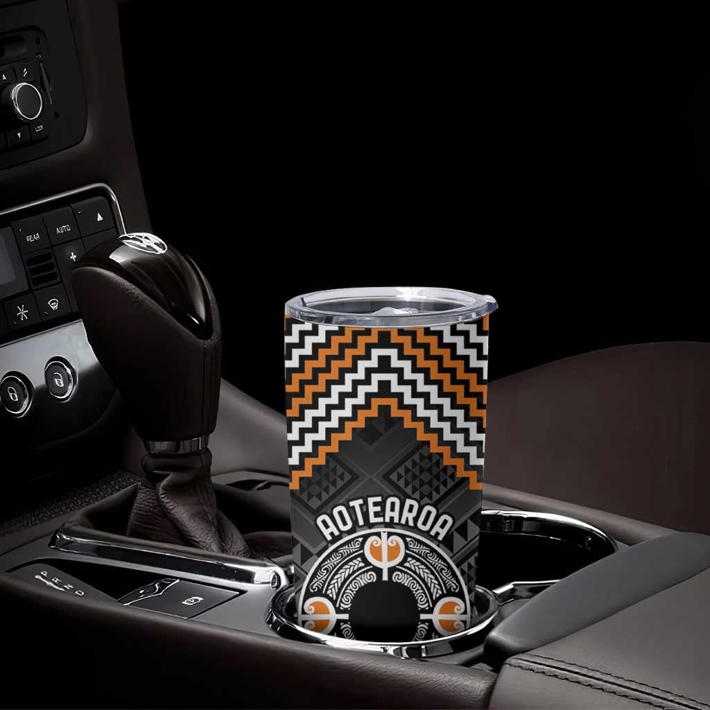 Personalised Aotearoa Niho Taniwha Motif Tumbler Cup Gold Style LT9 - Polynesian Pride