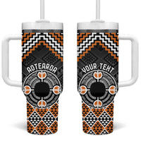 Personalised Aotearoa Niho Taniwha Motif Tumbler With Handle Gold Style LT9 One Size: 40 oz Gold - Polynesian Pride