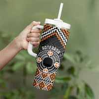 Personalised Aotearoa Niho Taniwha Motif Tumbler With Handle Gold Style LT9 - Polynesian Pride