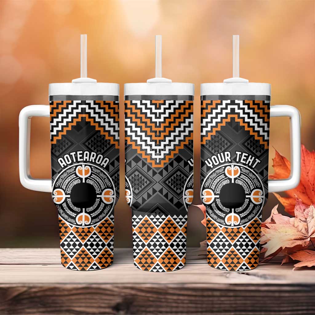Personalised Aotearoa Niho Taniwha Motif Tumbler With Handle Gold Style LT9 - Polynesian Pride