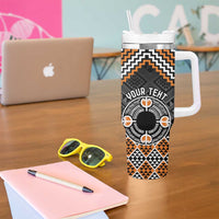 Personalised Aotearoa Niho Taniwha Motif Tumbler With Handle Gold Style LT9 - Polynesian Pride