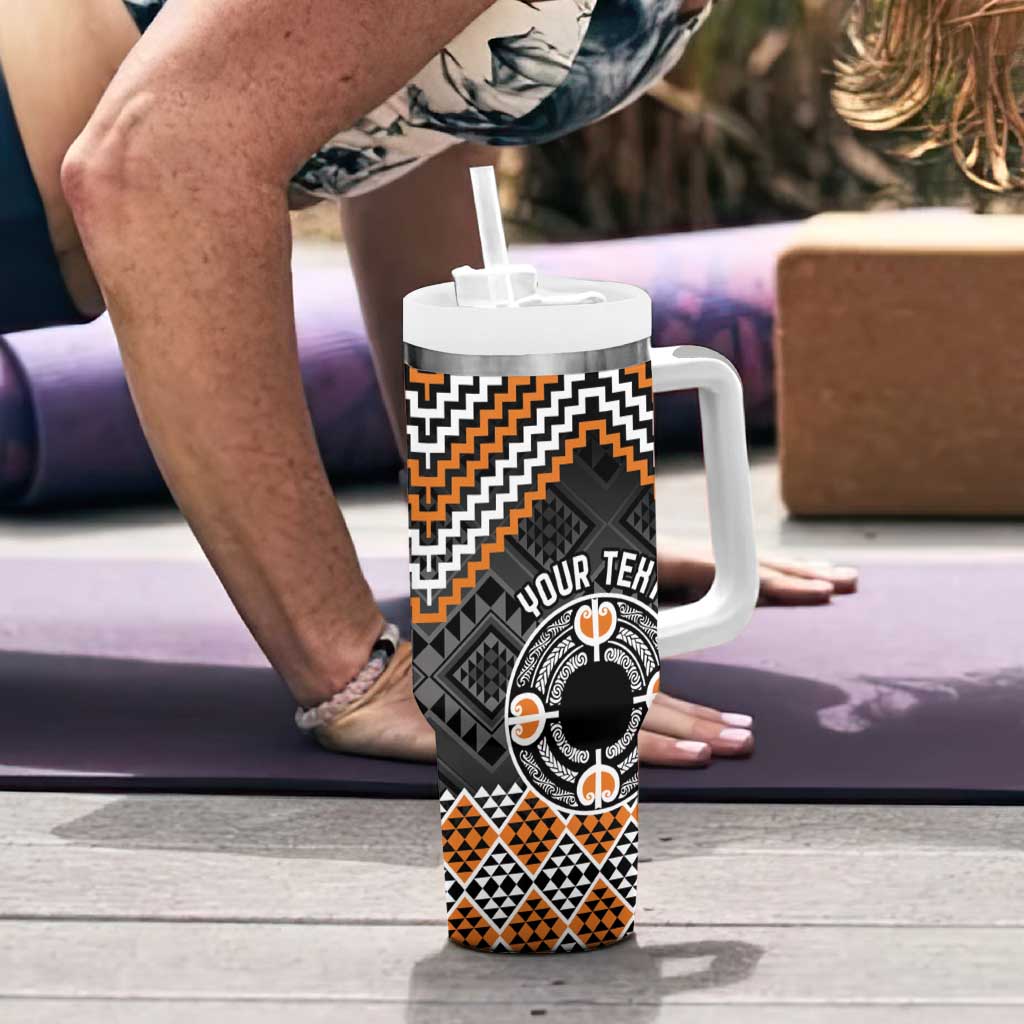 Personalised Aotearoa Niho Taniwha Motif Tumbler With Handle Gold Style LT9 - Polynesian Pride