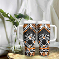 Personalised Aotearoa Niho Taniwha Motif Tumbler With Handle Gold Style LT9 - Polynesian Pride