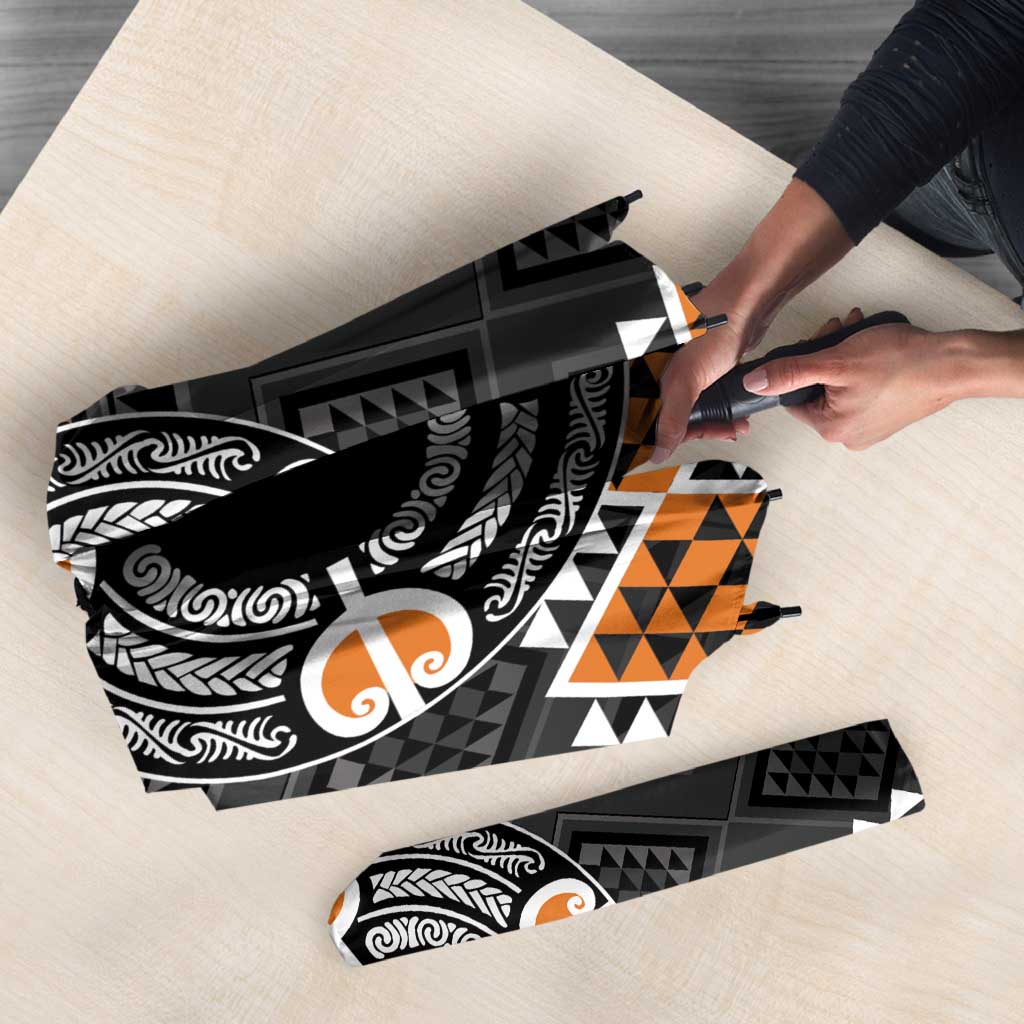 Personalised Aotearoa Niho Taniwha Motif Umbrella Gold Style - Polynesian Pride