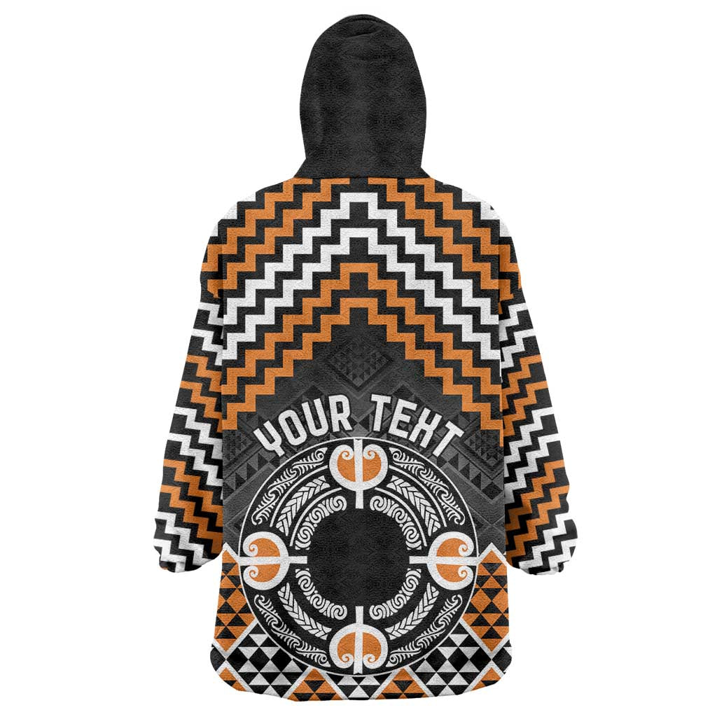Personalised Aotearoa Niho Taniwha Motif Wearable Blanket Hoodie Gold Style LT9 - Polynesian Pride