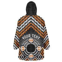 Personalised Aotearoa Niho Taniwha Motif Wearable Blanket Hoodie Gold Style LT9 - Polynesian Pride