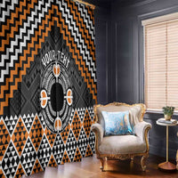 Personalised Aotearoa Niho Taniwha Motif Window Curtain Gold Style LT9 - Polynesian Pride